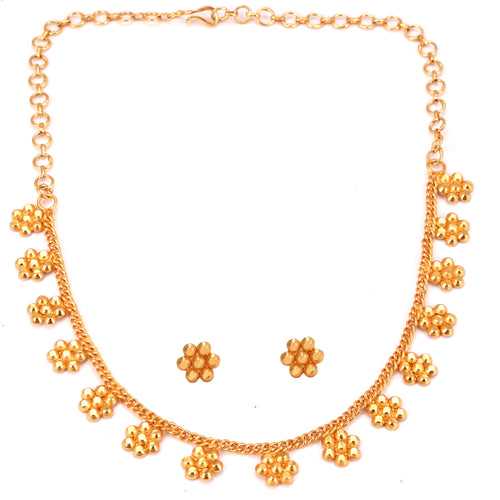 Meera - Flower Drop Chain Necklace Set