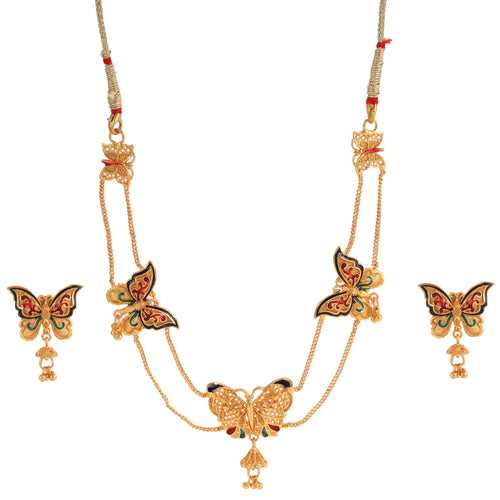 Butterfly (Minakari) Chain Necklace Set