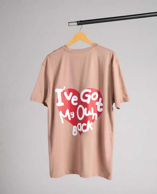 Cotton Oversized Graphic Tee Beige