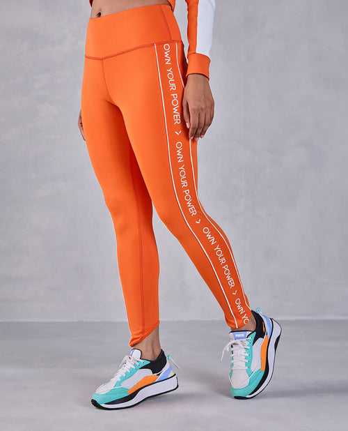 High Waisted Leggings in Second SKN Fabric Orange