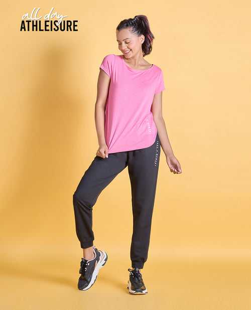 Nykd All Day Textured Apple Bottom Tee-NYAT272-Pink melange