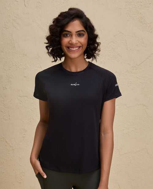 Nykd By Nykaa Quick Dry Half Sleeves Regular Fit Running Tee-NYK033-Jet Black