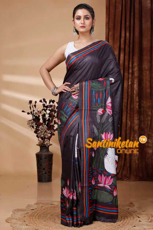 Pure Dye Ketiya Tussar Silk Kantha Stitch Saree SN202415600