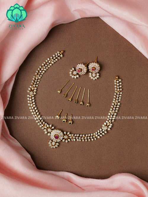 Interchangable hotselling NECKWEAR with earrings - latest pocket friendly south indian jewellery collection