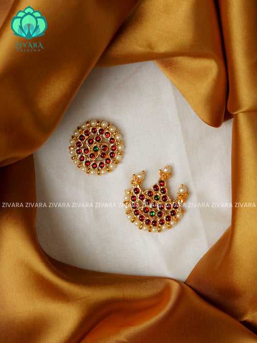 RUBY and GREEN -SURYA CHANDRA - TRADITIONAL(2 INCHES) KEMP DANCE HAIR ACCESSORIES- ZIVARA FASHION