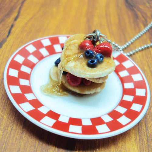 Stacked Pancakes Miniature Charm Pendant Necklace