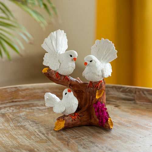 'Chatting Birds' Modern Decorative Showpiece Statue (Resin, Handcrafted, 8.1 Inches)