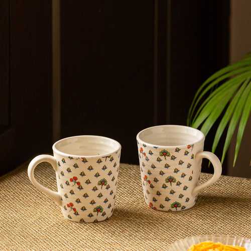 Daawat-e-Taj' Handcrafted Ceramic Tea & Coffee Mugs (Set of 2 | 260 ml | Microwave Safe)