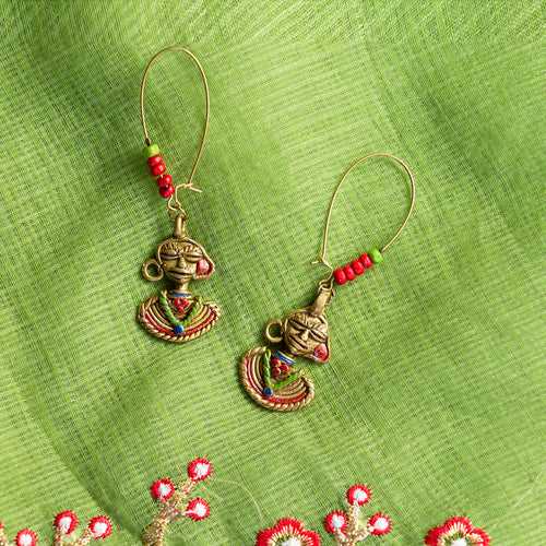 Tribal Dhokra Ladies' Bohemian Earrings Handmade In Dhokra Art (Brass | 3.3 Inch)