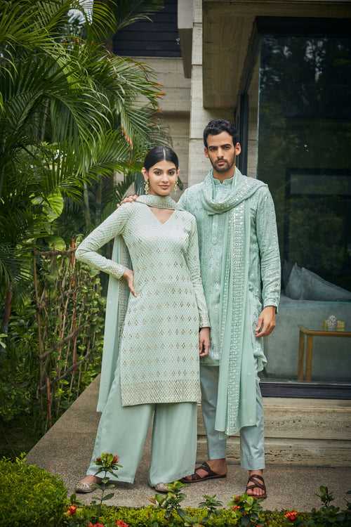 ROHANA & DEVAGYA- PASTEL GREEN SETS