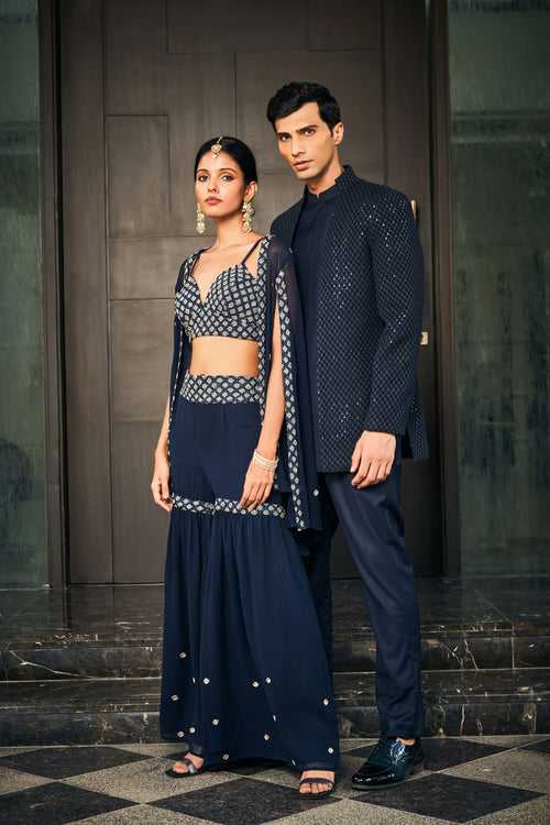 Iha & Krit- Navy Blue Sets