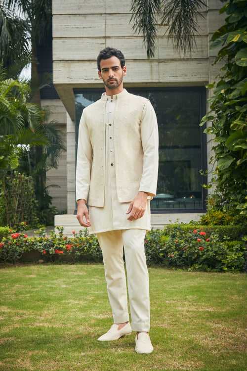 Harit- Beige Nehru Jacket Set