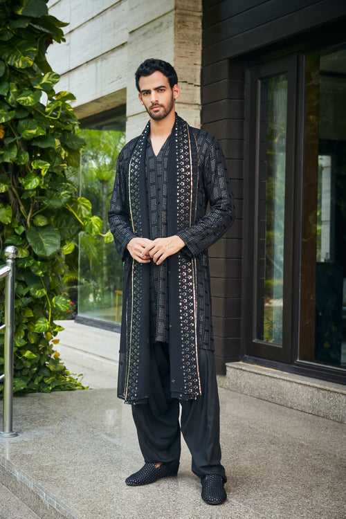 Vyom- Black Chikankari Kurta Set