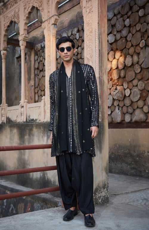 Darren- Black Chikankari kurta set