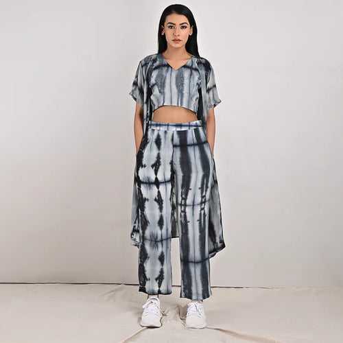 SIENNA - TIE & DYE CO-ORD CROP TOP & STRAIGHT PANT SET