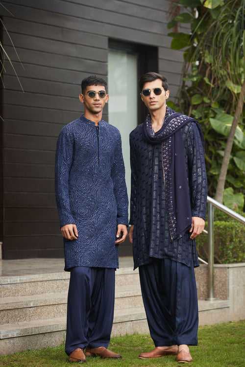 Avasa & Khara- Navy Blue Chikankari Kurta Sets