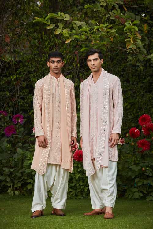 MAHIRA & SARVA- LIGHT PINK & ROSE GOLD CHIKANKARI KURTA SETS