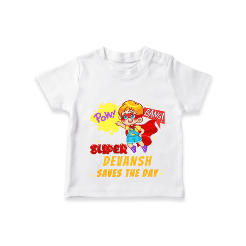 Celebrate The Super Kids Theme With "Pow! Bang! Super Boy Saves The Day" Personalized Kids T-shirt