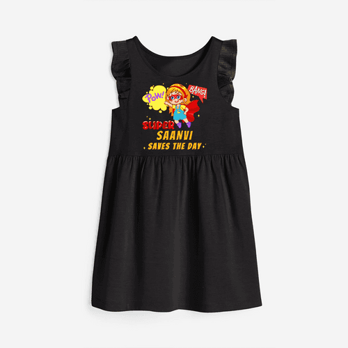 Celebrate The Super Kids Theme With "Pow! Bang! Super Girl Saves The Day" Personalized Frock for your Baby