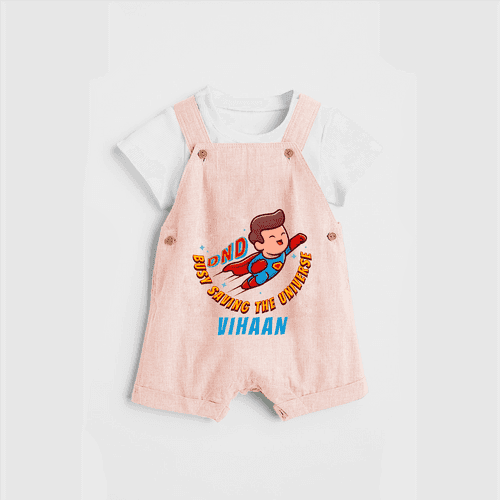 Celebrate The Super Kids Theme With "DND Busy Saving The Universe" Personalized Dungaree set for your Baby