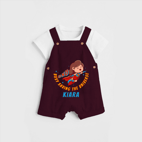 Celebrate The Super Kids Theme With "DND Busy Saving The Universe" Personalized Dungaree set for Babies