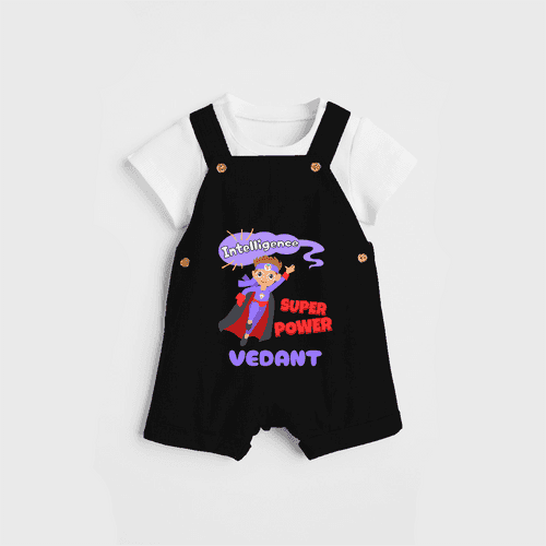 Celebrate The Super Kids Theme With "Intelligence is my Super Power" Personalized Dungaree set for your Baby