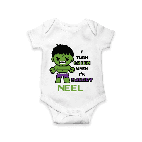 Celebrate The Super Kids Theme With "I Turn Green When I'm Hangry" Personalized Romper For your Baby