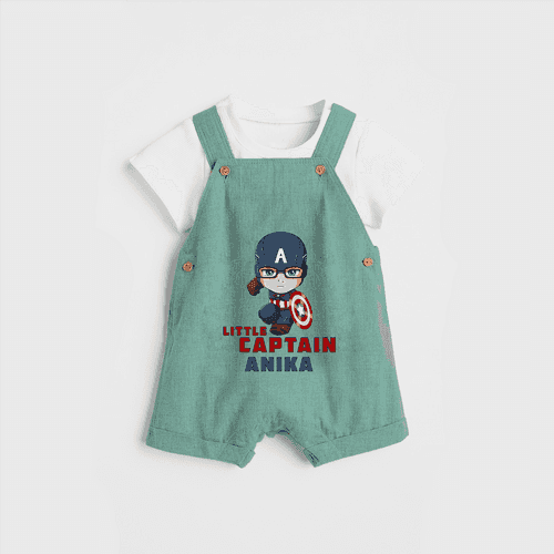 Celebrate The Super Kids Theme With "Little Captain" Personalized Dungaree set for your Baby