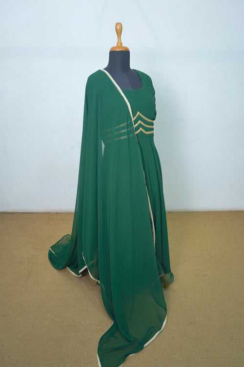 Dark Green With Gold Lace Emphasis Churidar