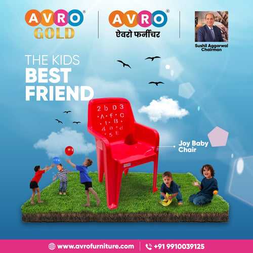 AVRO FURNITURE Joy Baby Chair for Kids,Plastic, Standard Size, Red