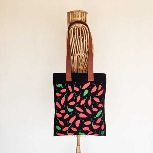 Nagaland Ghost Chilli Black Canvas Tote Bag