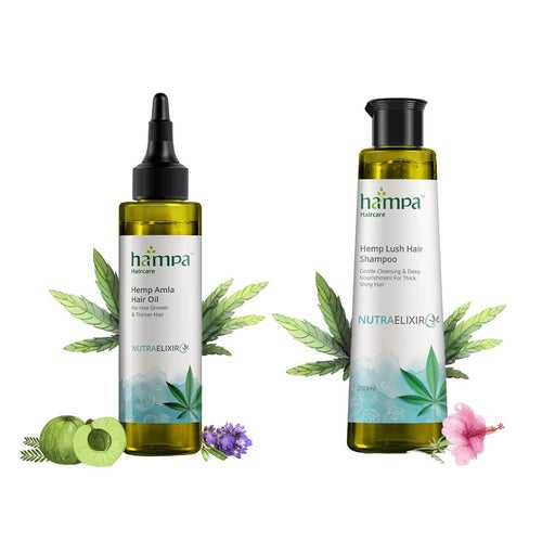 Hampa Wellness - Hemp Amla Hair Oil 100ml + Hemp Lush Hair Shampoo 200ml Combo