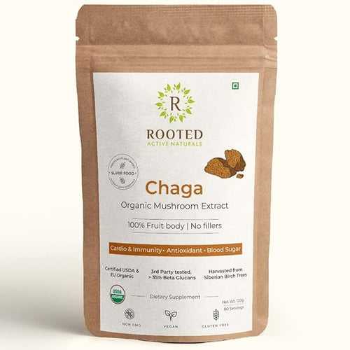 Rooted Actives Siberian Chaga mushroom Extract | Blood Sugar, Heart & Immunity.