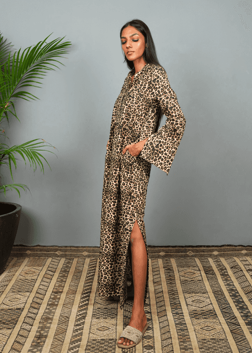 Nikki Lounge Dress - Leopard
