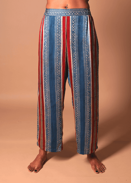 Marina Crop Pant - Ajrakh Stripes