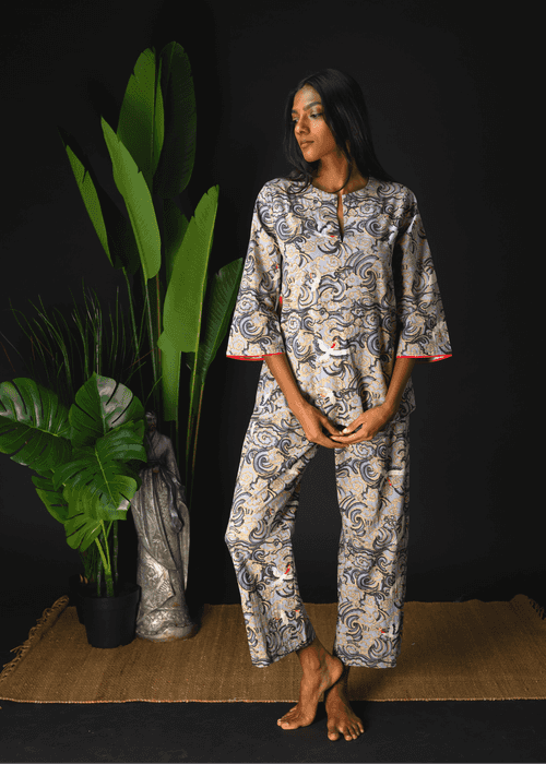 Radha Tunic Set - Crayon Cranes