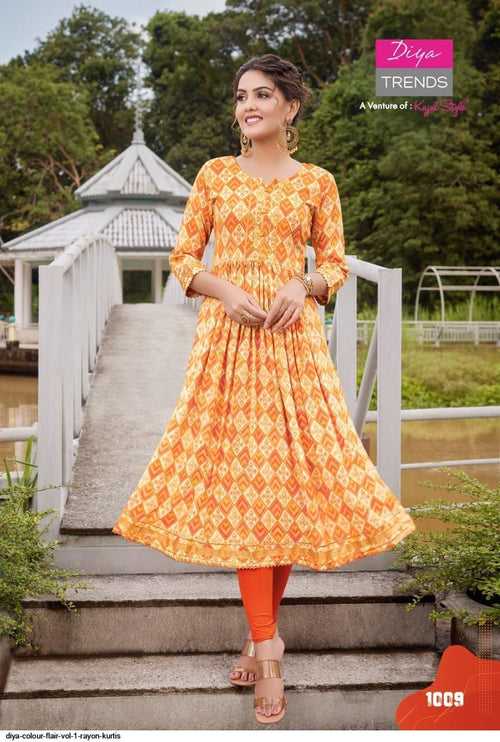 Diya Rayon Flair Kurti with Work