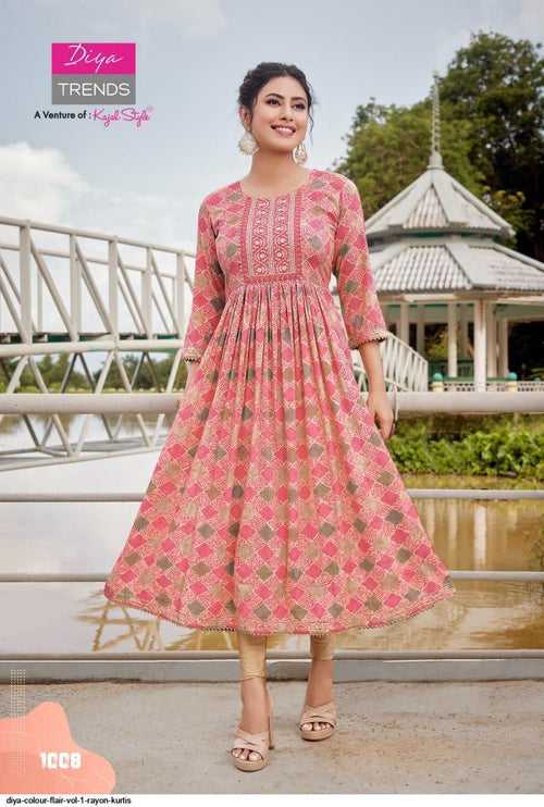 Diya Rayon Flair Kurti with Work