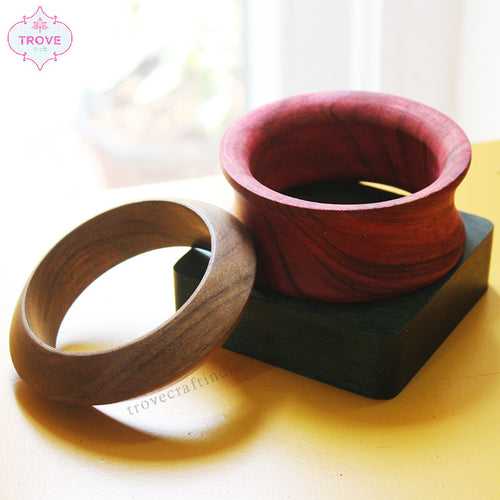 Set of 3 Chunky Wooden Bangles