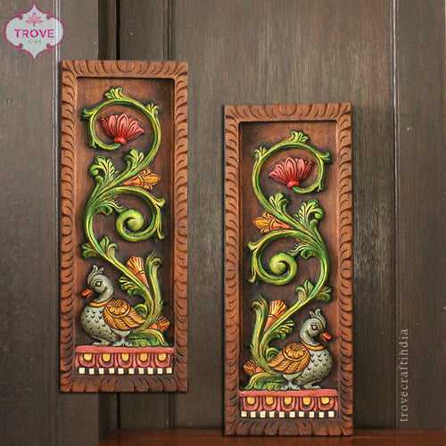 Hand Carved Decorative Panels - Annapakshi & Lotus