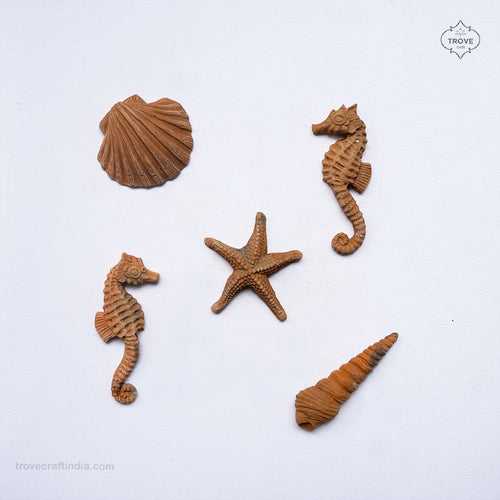 Set of - 5 Sea Creatures Terracotta Wall Decor Art