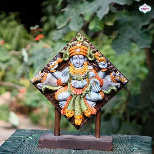 Hand Carved Wooden Lord Shiva Idol
