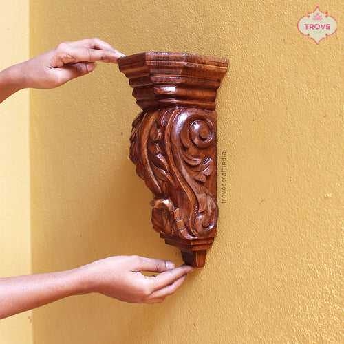 Hand Carved Wooden Ornate Shelf Corbel