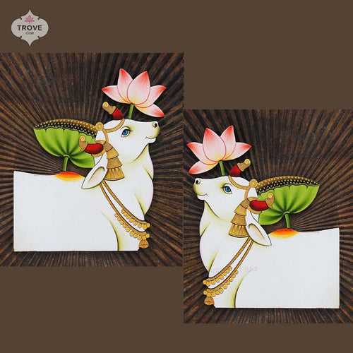 Pichwai half cow MDF cutout in white