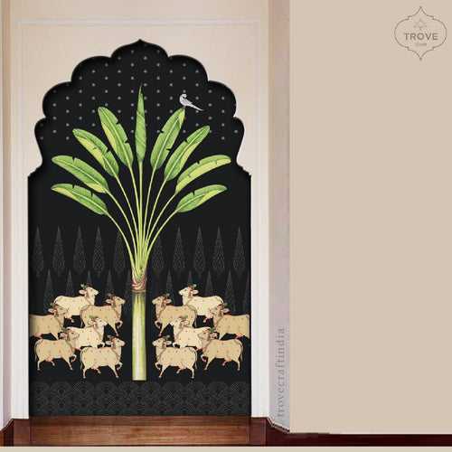 Pichwai Themed Wall Paper Designs - for Niche Focal Walls