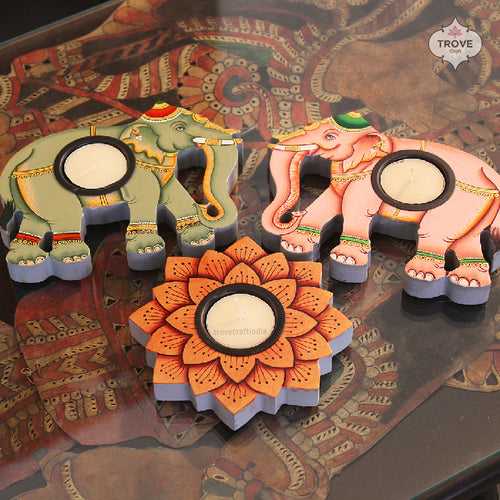 Elephant  Tea-Light Holder Set