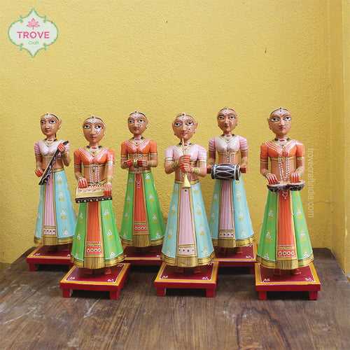 Set of 6 Gangaur Dolls with Musical Instrument - Made to order