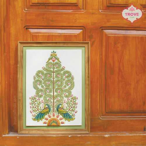 20"x 15.5" Framed Hand-painted Tree of Motif Relief Panels