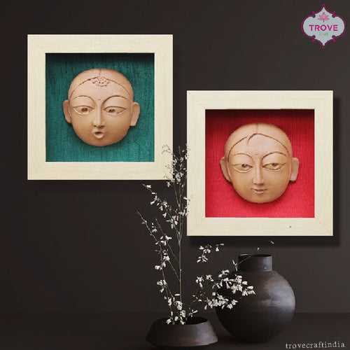 8"x 8"- Shadow Framed - Terracota Face Mask