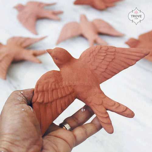 Terracotta birds wall art Set